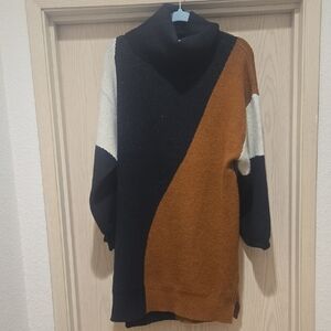 Blu Pepper Multitone Turtleneck Sweater Dress